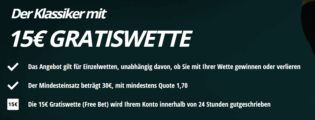 15 Euro Gratiswette bei novibet.de zum Klassiker sichern